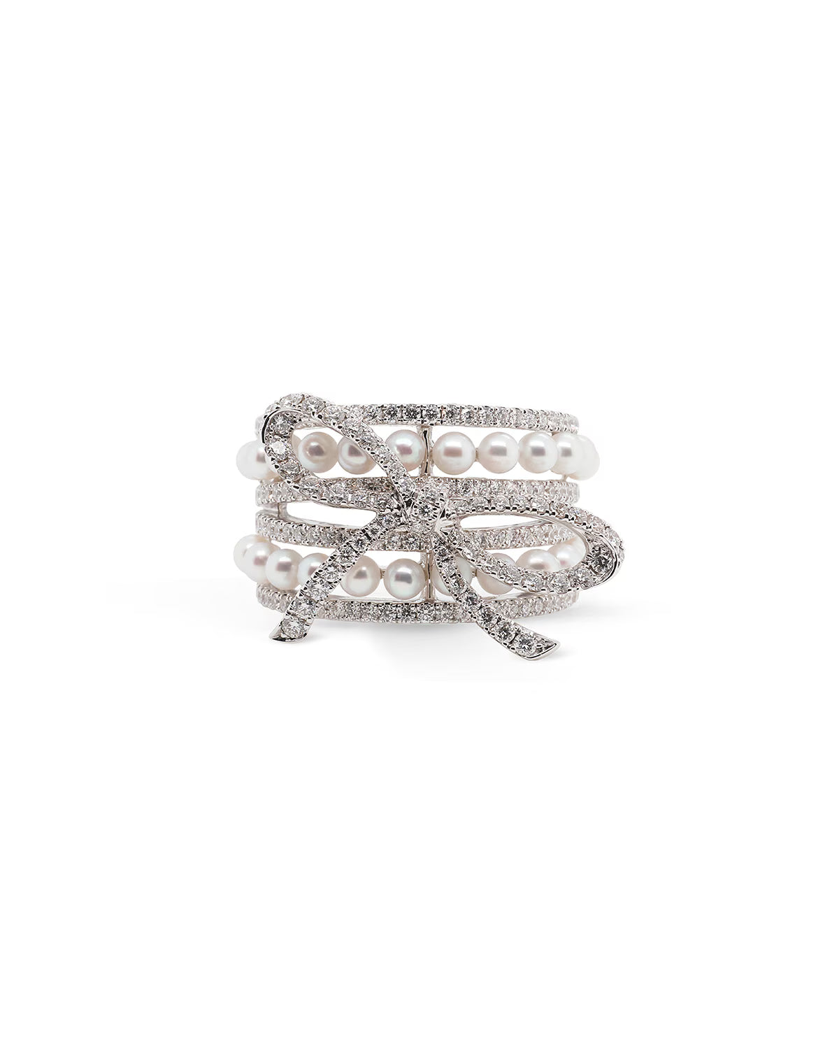 RIBBON DIAMOND PEARL RING