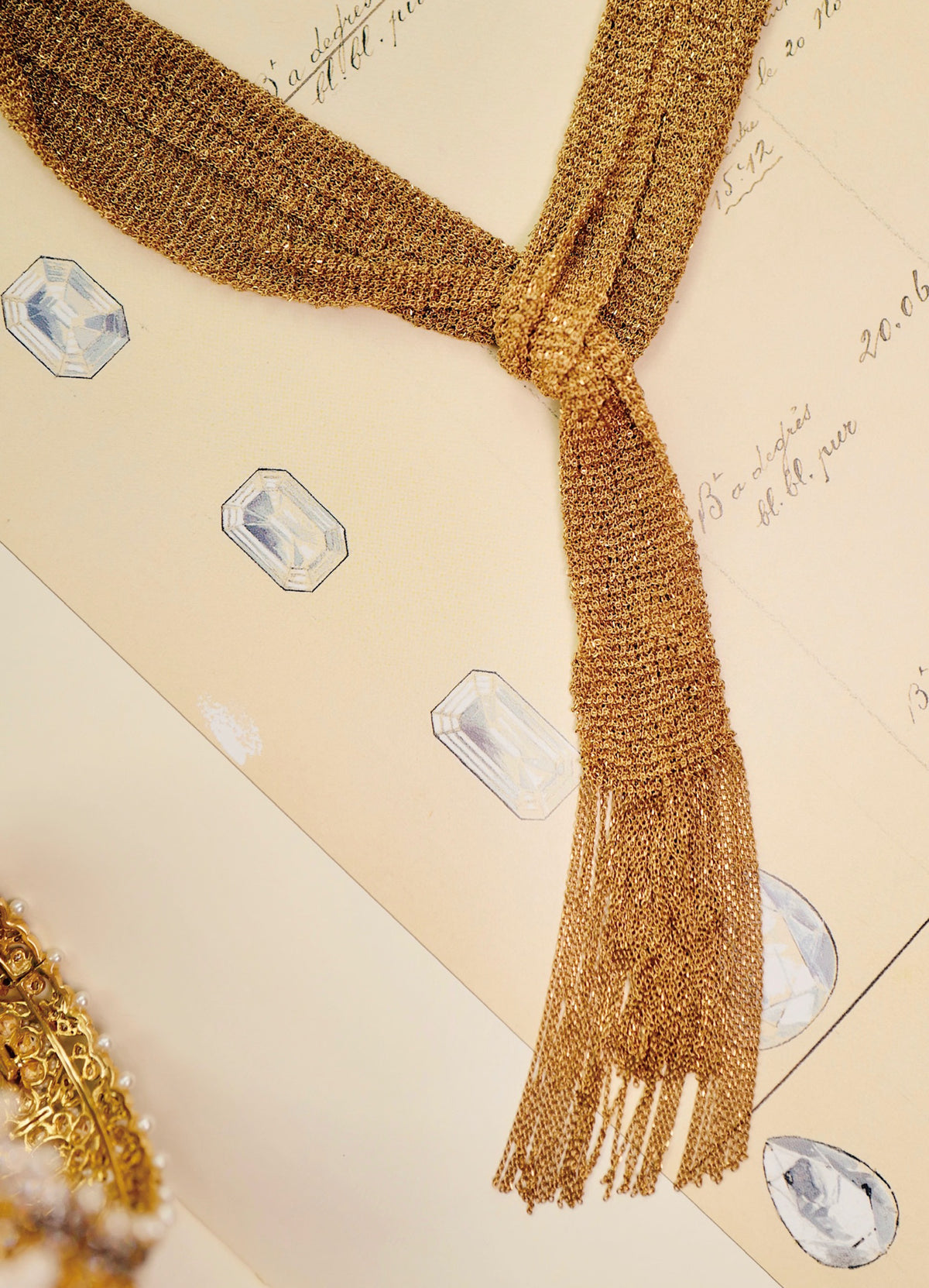 Gold Woven Scarf Necklace