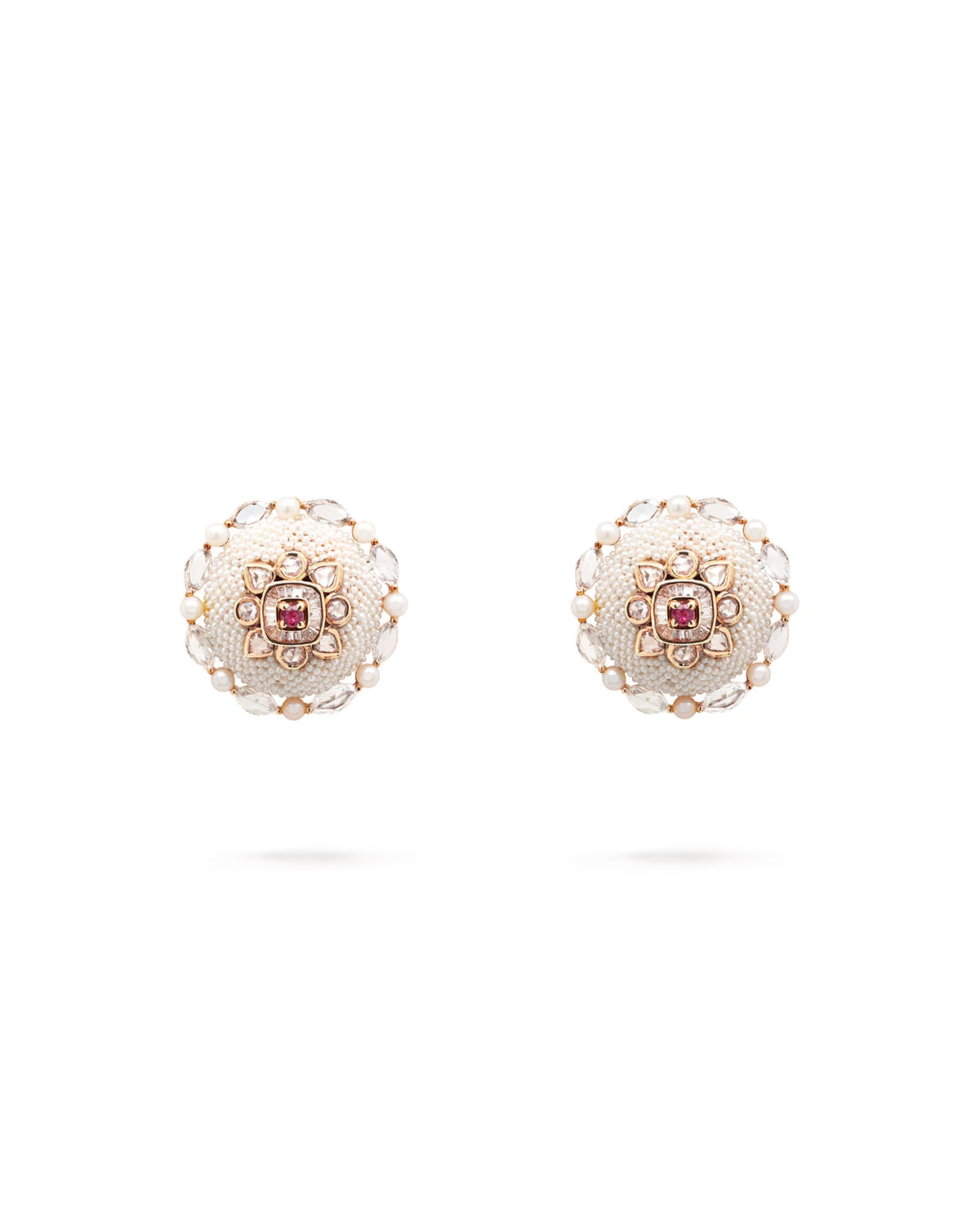 RUBY DIAMOND PEARL EARRINGS