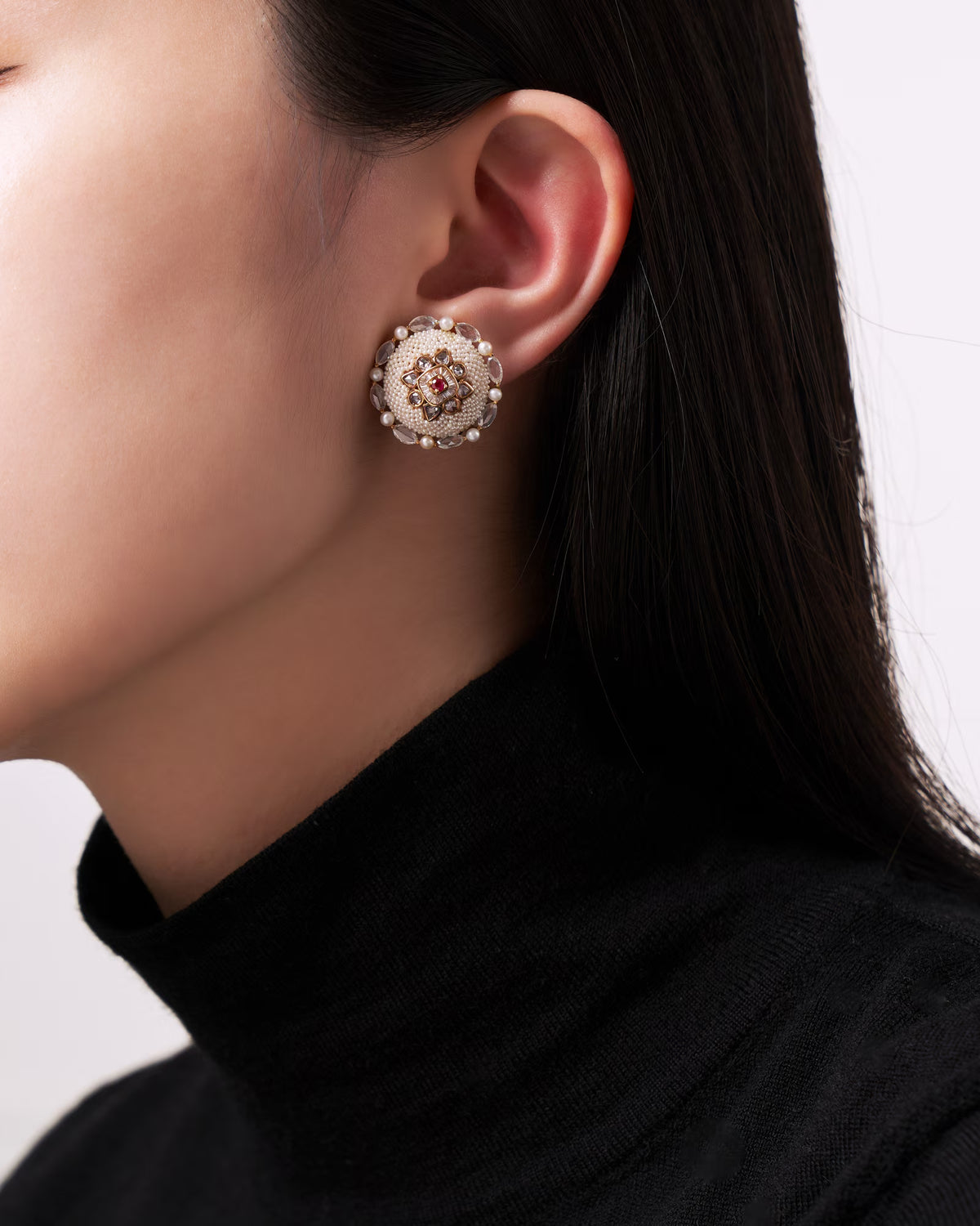 RUBY DIAMOND PEARL EARRINGS