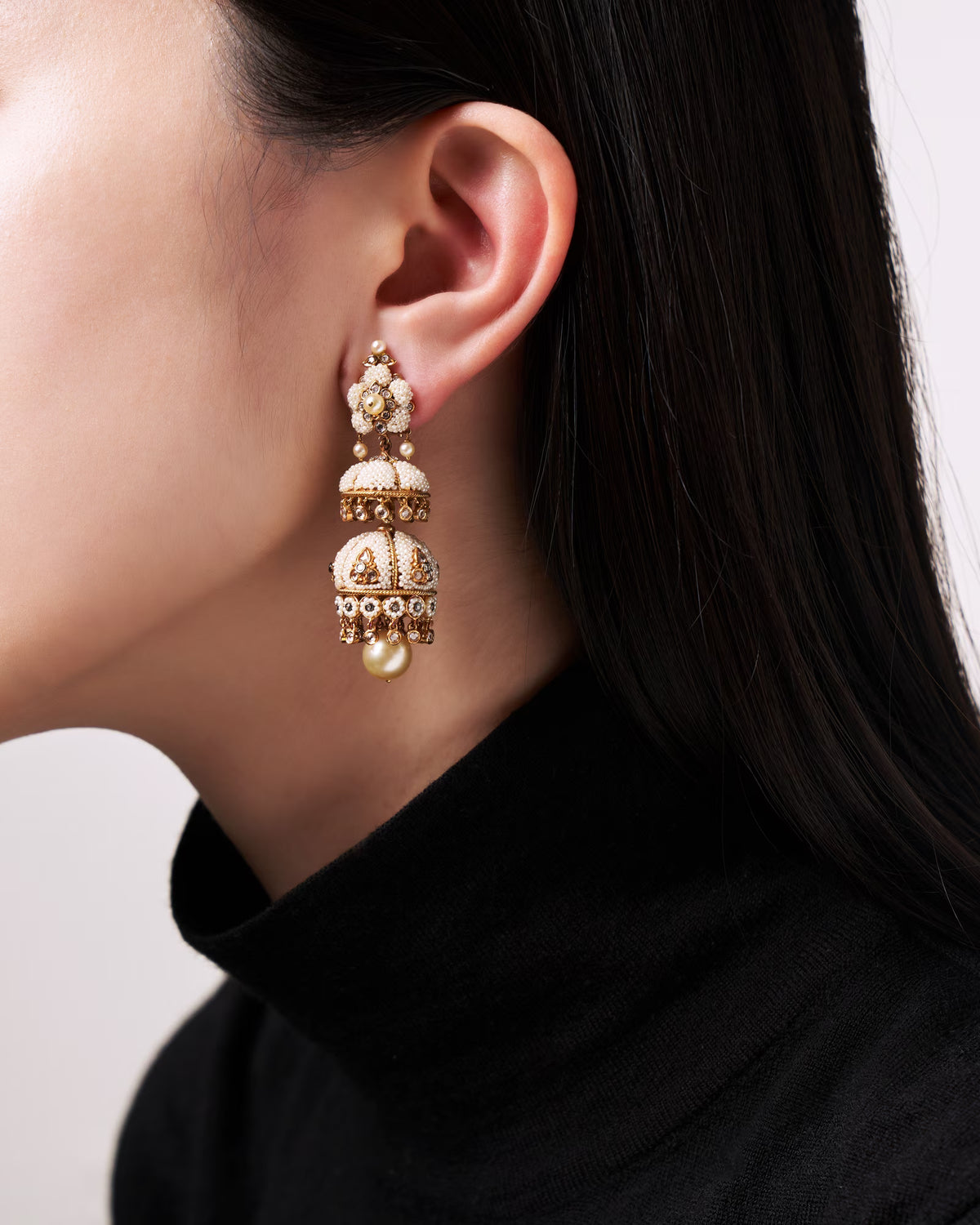 THREE-TIER CHANDELIER EARRINGS